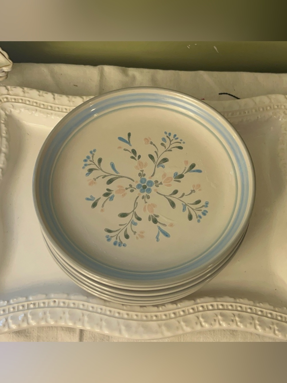Vintage Fascino Stoneware Salad Plates Crafted in Japan by Yamaka Set of 6